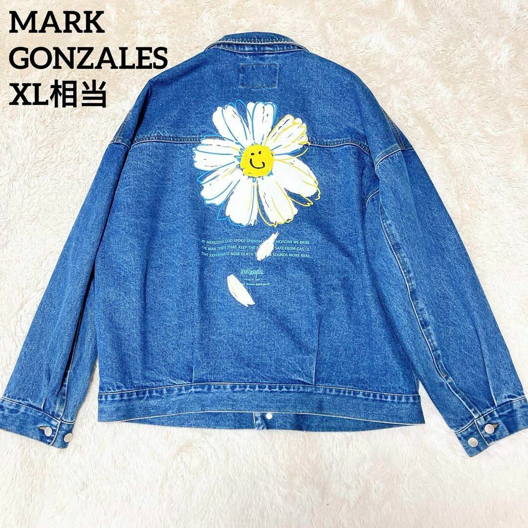 Mark Gonzales(マークゴンザレス)の【高級美品】XL相当 大きいサイズ マークゴンザレス デニムジャケット 花 メンズのジャケット/アウター(Gジャン/デニムジャケット)の商品写真