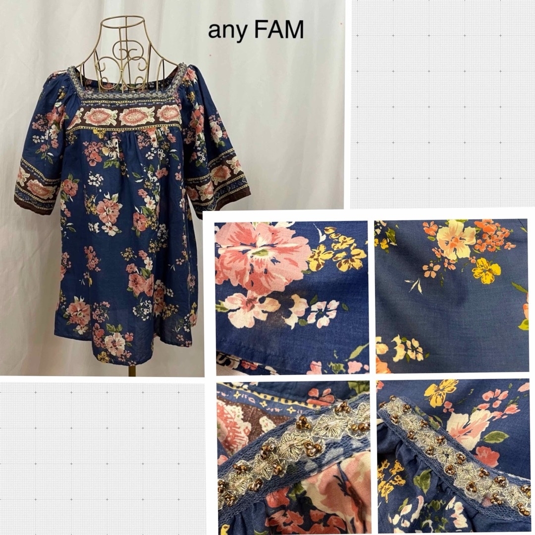 anyFAM(エニィファム)のAny FAM 花柄 半袖ブラウス  レディースのトップス(シャツ/ブラウス(半袖/袖なし))の商品写真