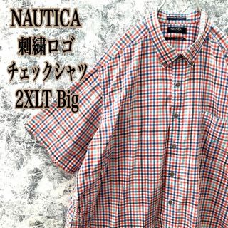 ノーティカ(NAUTICA)のIT146 US古着ノーティカワンポイント刺繍ロゴチェック柄ビッグサイズシャツ(Tシャツ/カットソー(半袖/袖なし))