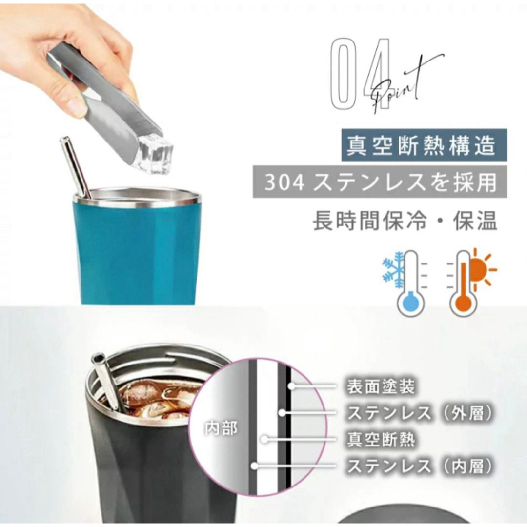 新品　TYESO タンブラー　ブラック　水筒　ステンレス　保温　保冷　蓋付 インテリア/住まい/日用品のキッチン/食器(タンブラー)の商品写真