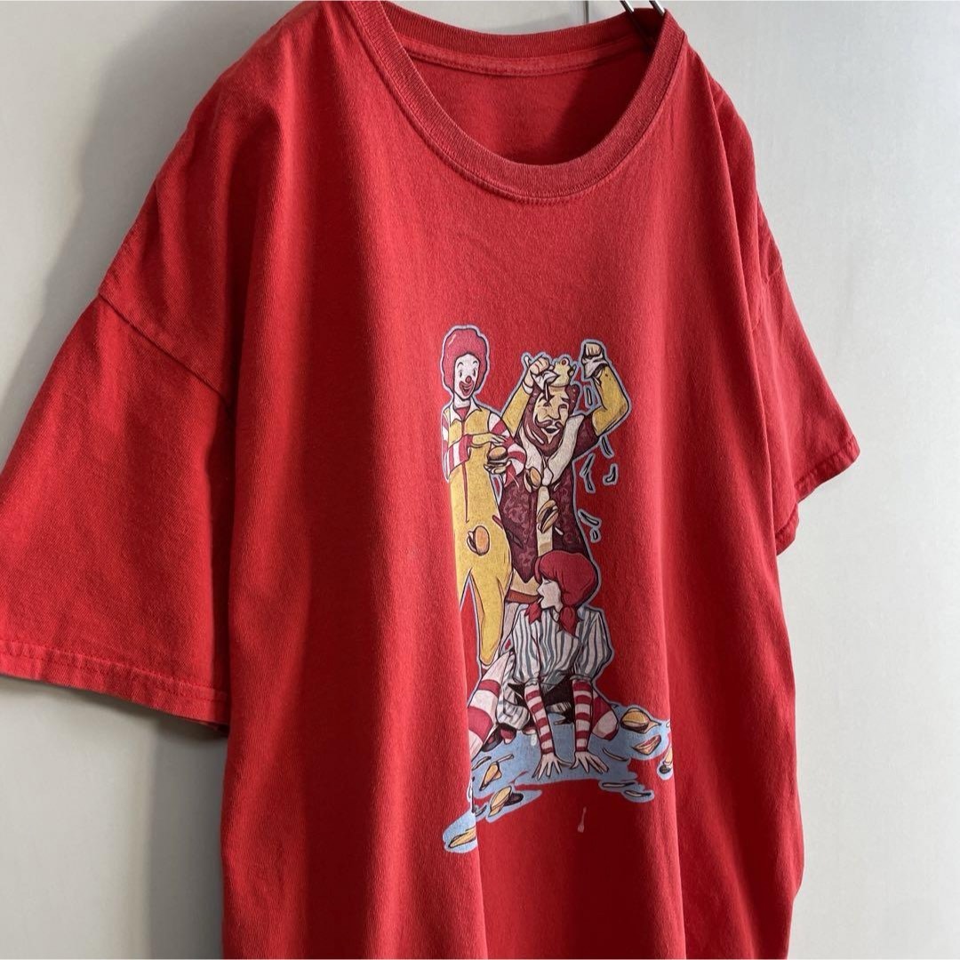 【消えたドナルド・マクドナルド◎】企業系パロディTシャツ古着90s US赤半袖 メンズのトップス(Tシャツ/カットソー(半袖/袖なし))の商品写真