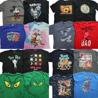 古着卸 まとめ売り キャラクター 半袖Tシャツ 16枚セット (メンズ XL ) ディズニー ミッキー ルーニー・テューンズ ナルト MS9961(その他)