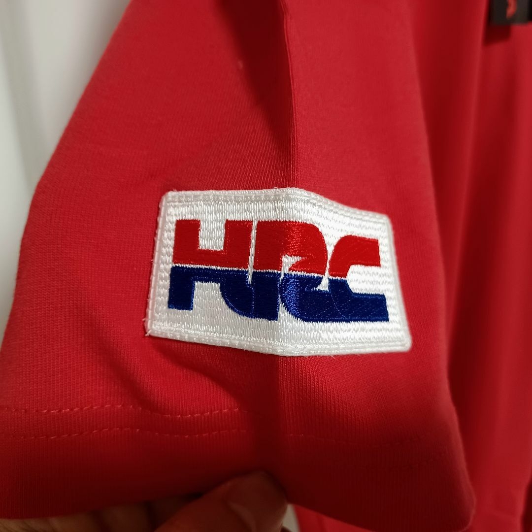 ホンダ TEAM HRC ピットシャツ Lサイズ 赤色 綿 コットン 自動車/バイクのバイク(装備/装具)の商品写真