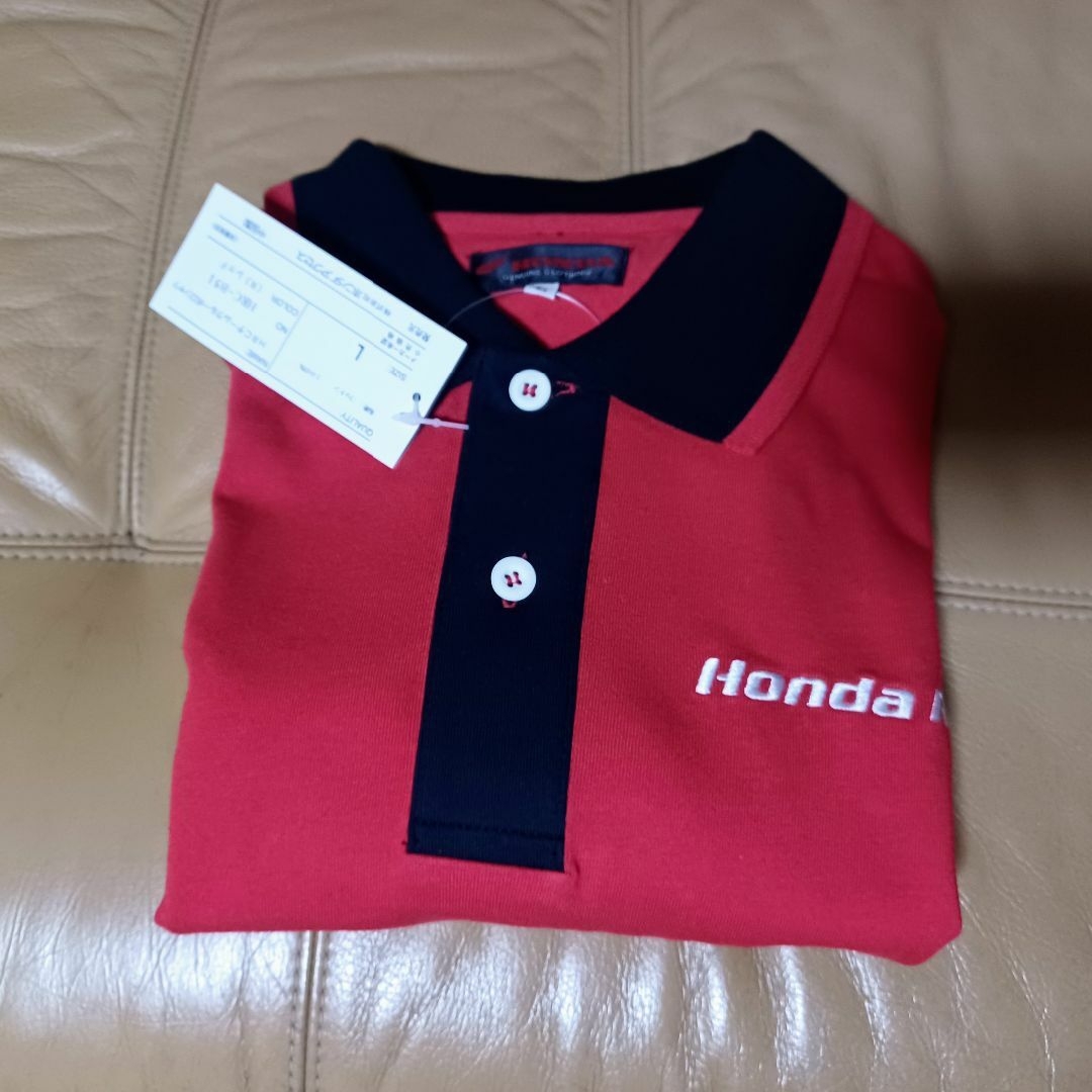 ホンダ TEAM HRC ピットシャツ Lサイズ 赤色 綿 コットン 自動車/バイクのバイク(装備/装具)の商品写真