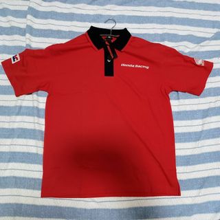 ホンダ TEAM HRC ピットシャツ Lサイズ 赤色 綿 コットン(装備/装具)