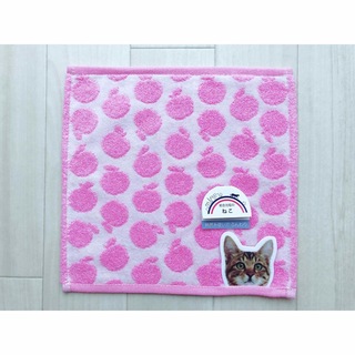 【新品未使用】岩合光昭の猫 タオルハンカチ アップル ピンク(ハンカチ)