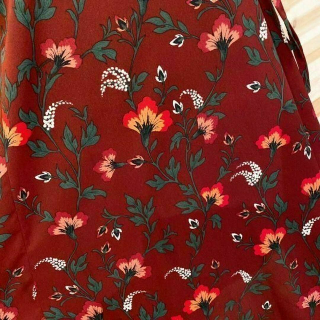 IENA(イエナ)の【イエナ】IENA フラワープリント 花柄 総柄 ロング スカート 総柄 赤×緑 レディースのスカート(ロングスカート)の商品写真