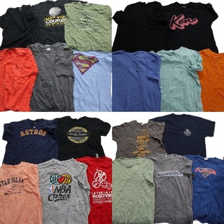 古着卸 まとめ売り カラーmix プリント 半袖Tシャツ 21枚セット (メンズ XL ) スーパーマン マーベル カレッジ風 MT0150(その他)