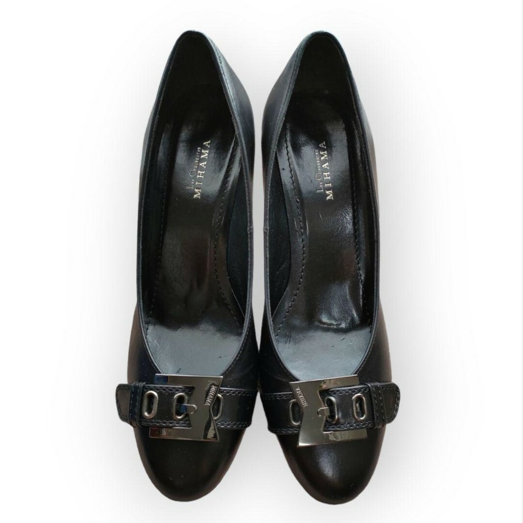 MIHAMA ミハマ　レザーパンプス　黒　23cm レディースの靴/シューズ(ハイヒール/パンプス)の商品写真