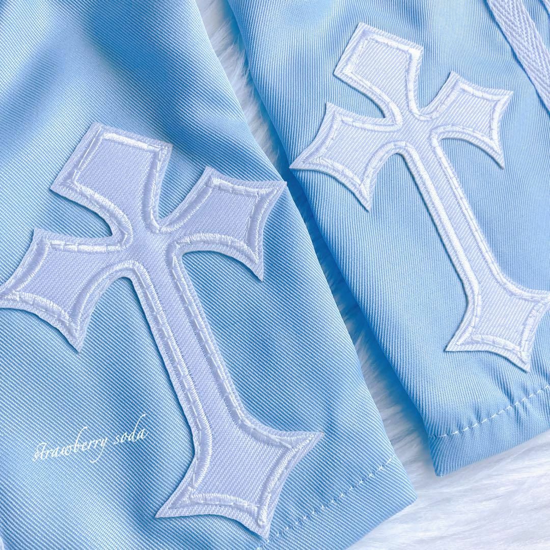 水色界隈 天使の羽 十字架 サブカル アームカバー 天使界隈 地雷 病みかわいい レディースのファッション小物(手袋)の商品写真