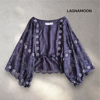 LagunaMoon - Laguna Moon ビジュー ビーズ レース ブラウス 黒 トップス