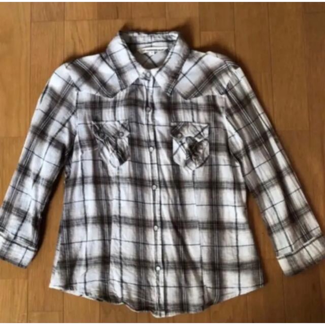 6-70   七分袖 チェックシャツ ブラウス レディースのトップス(シャツ/ブラウス(長袖/七分))の商品写真