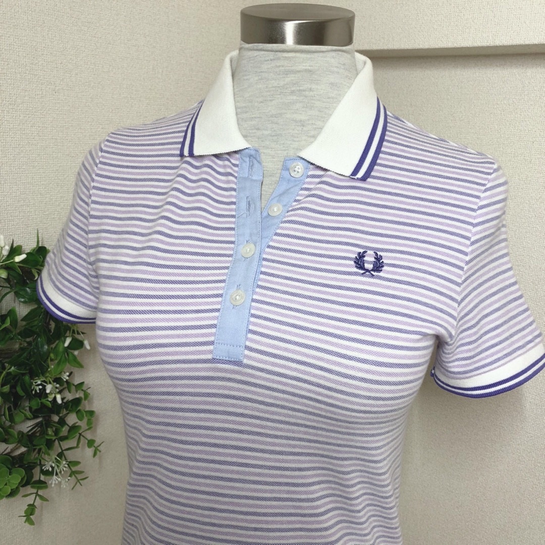 FRED PERRY(フレッドペリー)のFRED PERRYフレッドペリーの半袖ポロシャツSボーダー レディースのトップス(ポロシャツ)の商品写真