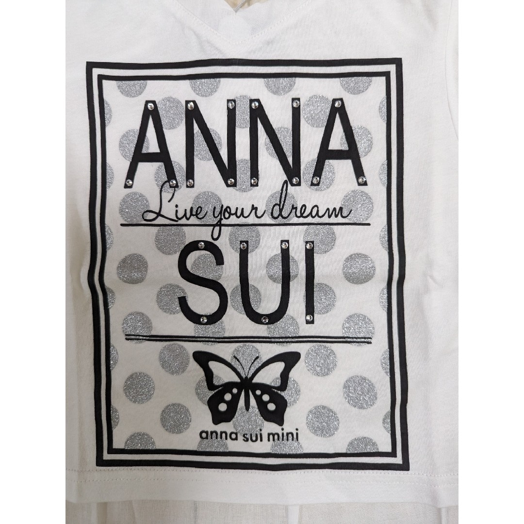 ANNA SUI mini(アナスイミニ)の新品未使用タグ付き　アナスイミニ　ロゴTシャツ　100センチ キッズ/ベビー/マタニティのキッズ服女の子用(90cm~)(Tシャツ/カットソー)の商品写真