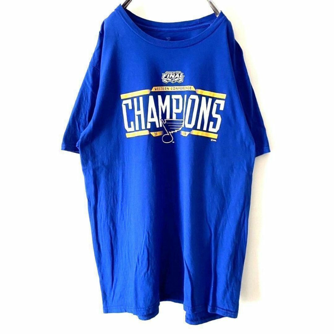 Fanatics チャンピオンズ ファイナル Tシャツ L ブルー 青 古着 メンズのトップス(Tシャツ/カットソー(半袖/袖なし))の商品写真