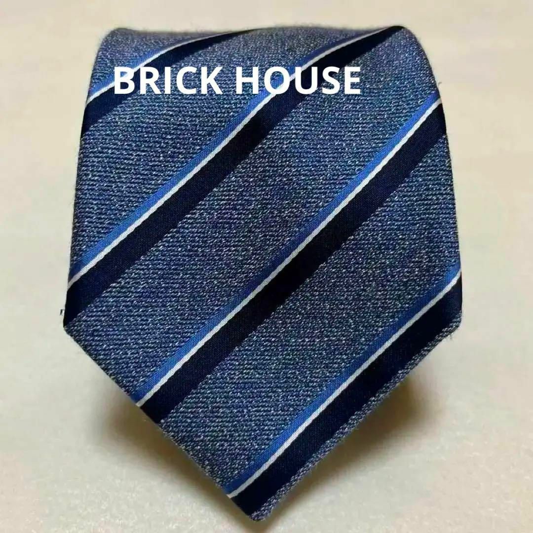 【美品】BRICK HOUSE ネクタイ ストライプ 紺色 メンズのファッション小物(ネクタイ)の商品写真