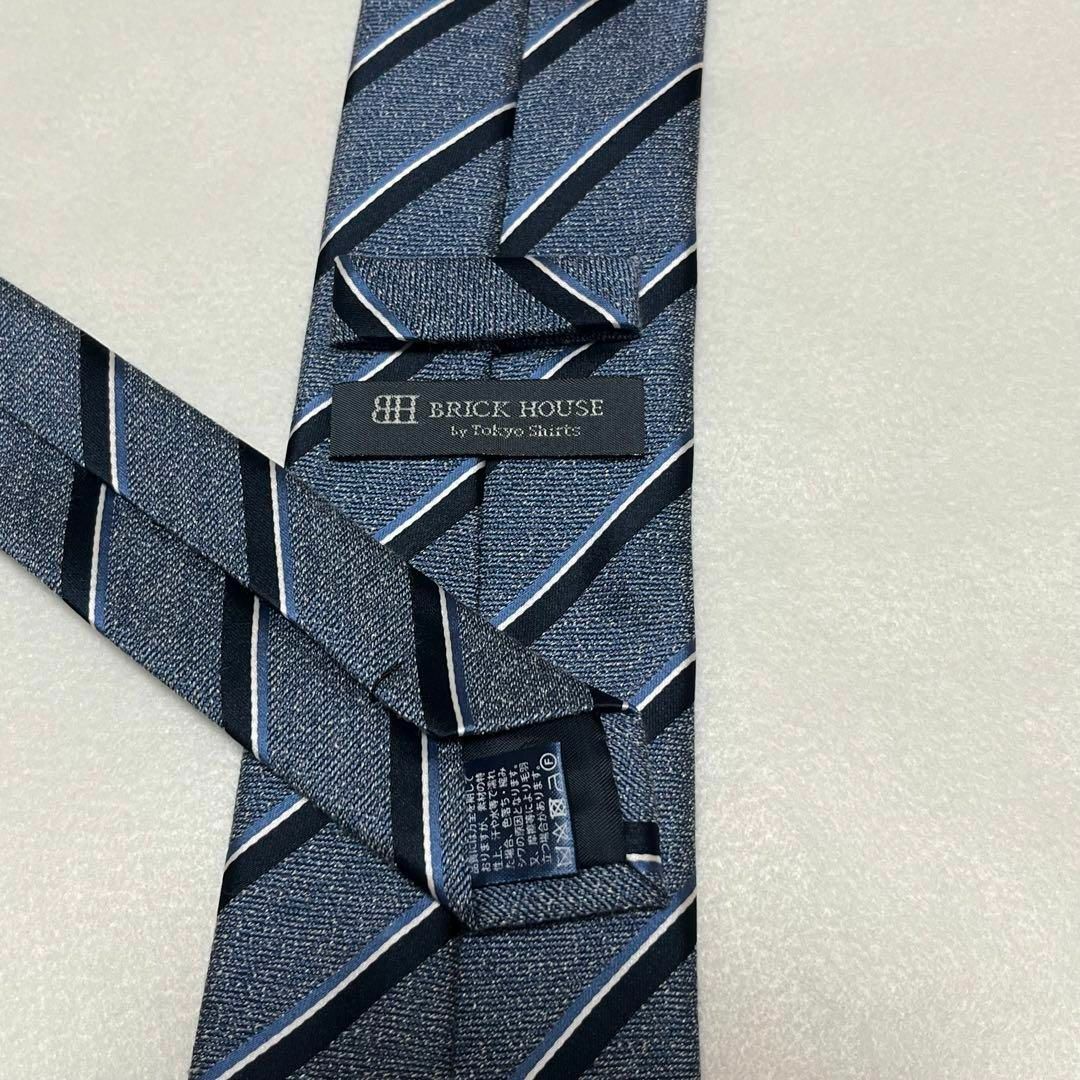 【美品】BRICK HOUSE ネクタイ ストライプ 紺色 メンズのファッション小物(ネクタイ)の商品写真