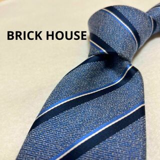 【美品】BRICK HOUSE ネクタイ ストライプ 紺色(ネクタイ)
