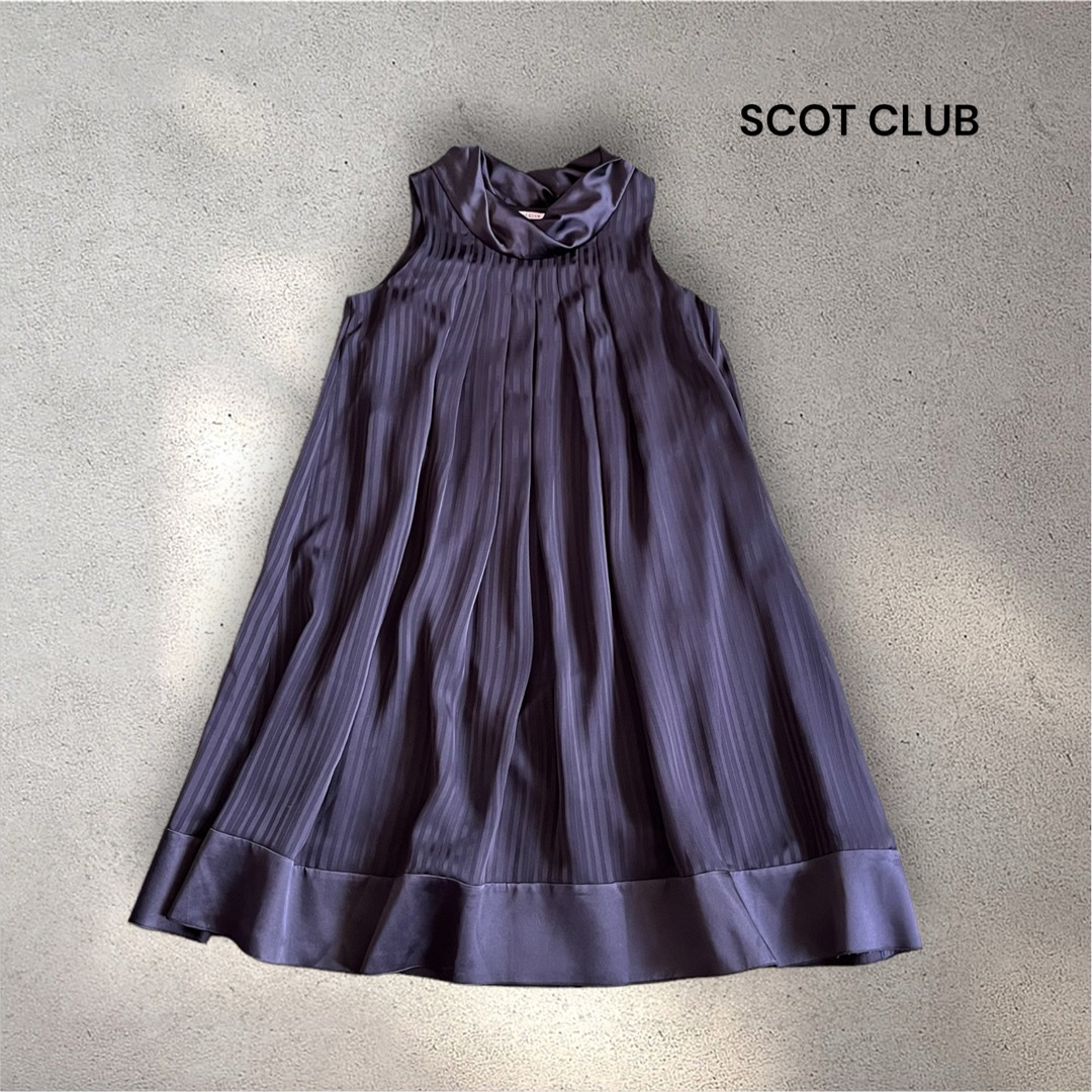 SCOT CLUB(スコットクラブ)のSCOT CLUB ノースリーブ Aライン チュニック Mサイズ 黒 ブラック レディースのワンピース(ひざ丈ワンピース)の商品写真