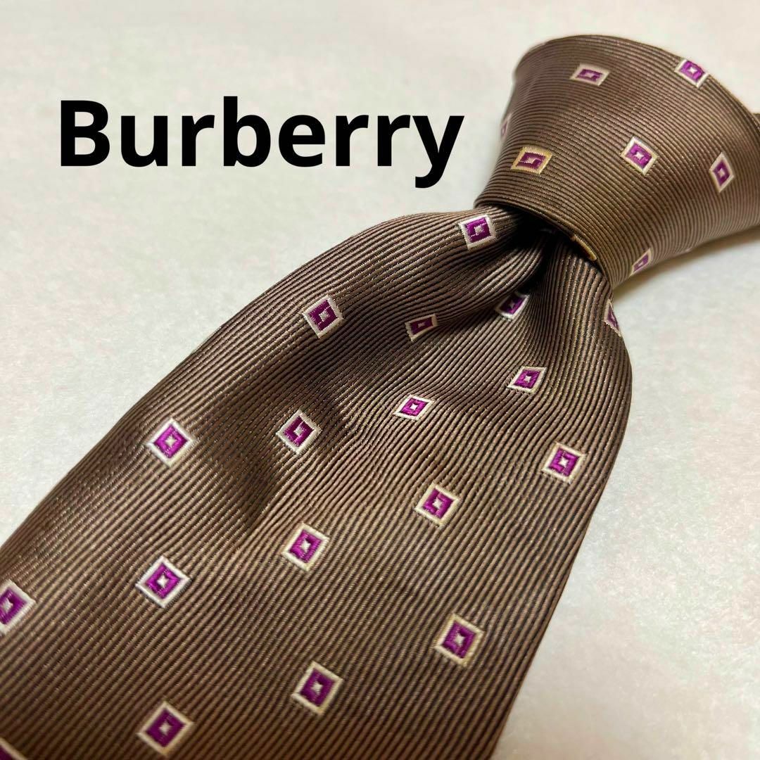 BURBERRY(バーバリー)の最終価格！！　【美品】Burberry ネクタイ スクエアドット ブラウン メンズのファッション小物(ネクタイ)の商品写真