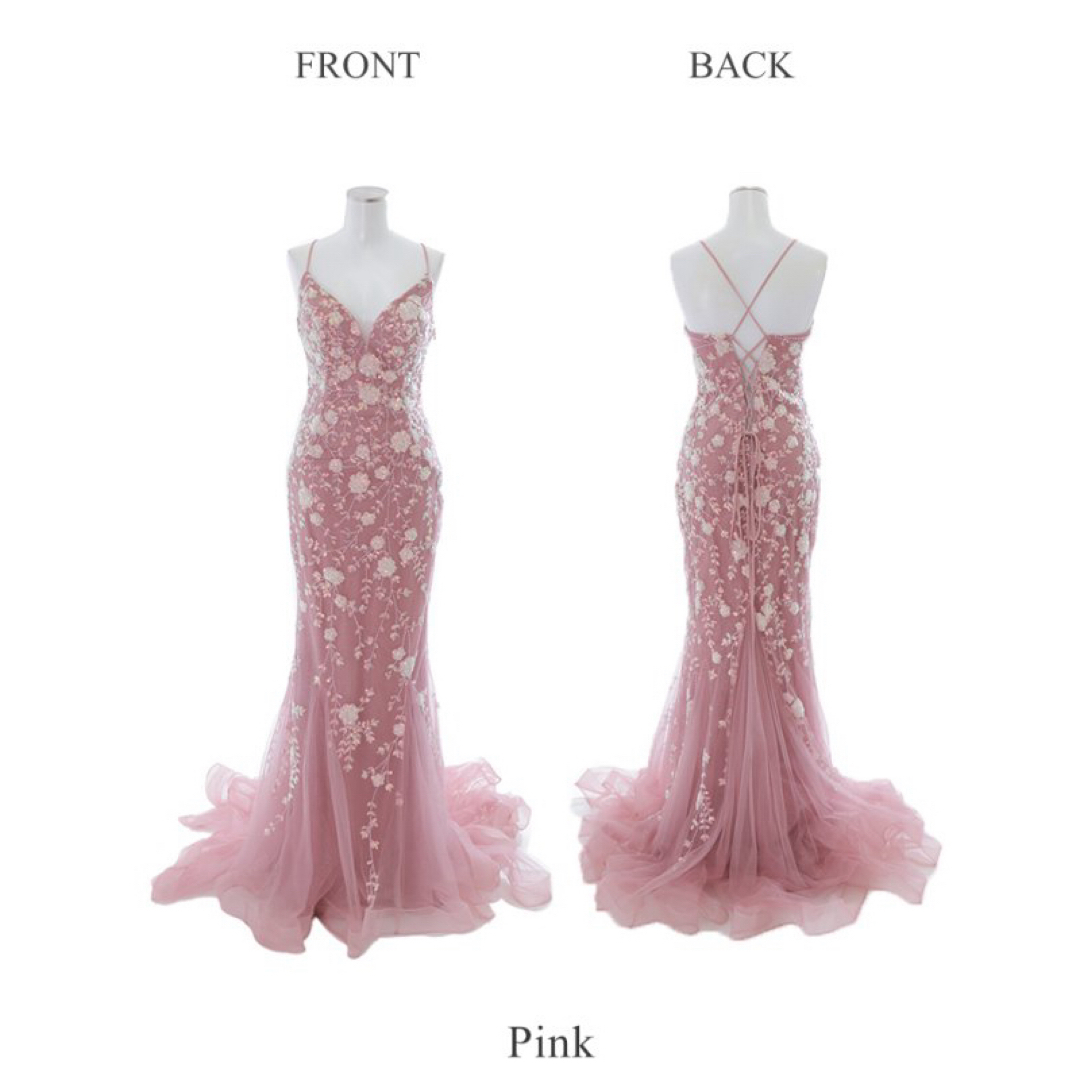 ロングドレス 刺繍 ピンク イベント 誕生日 キラキラ レディースのフォーマル/ドレス(ロングドレス)の商品写真