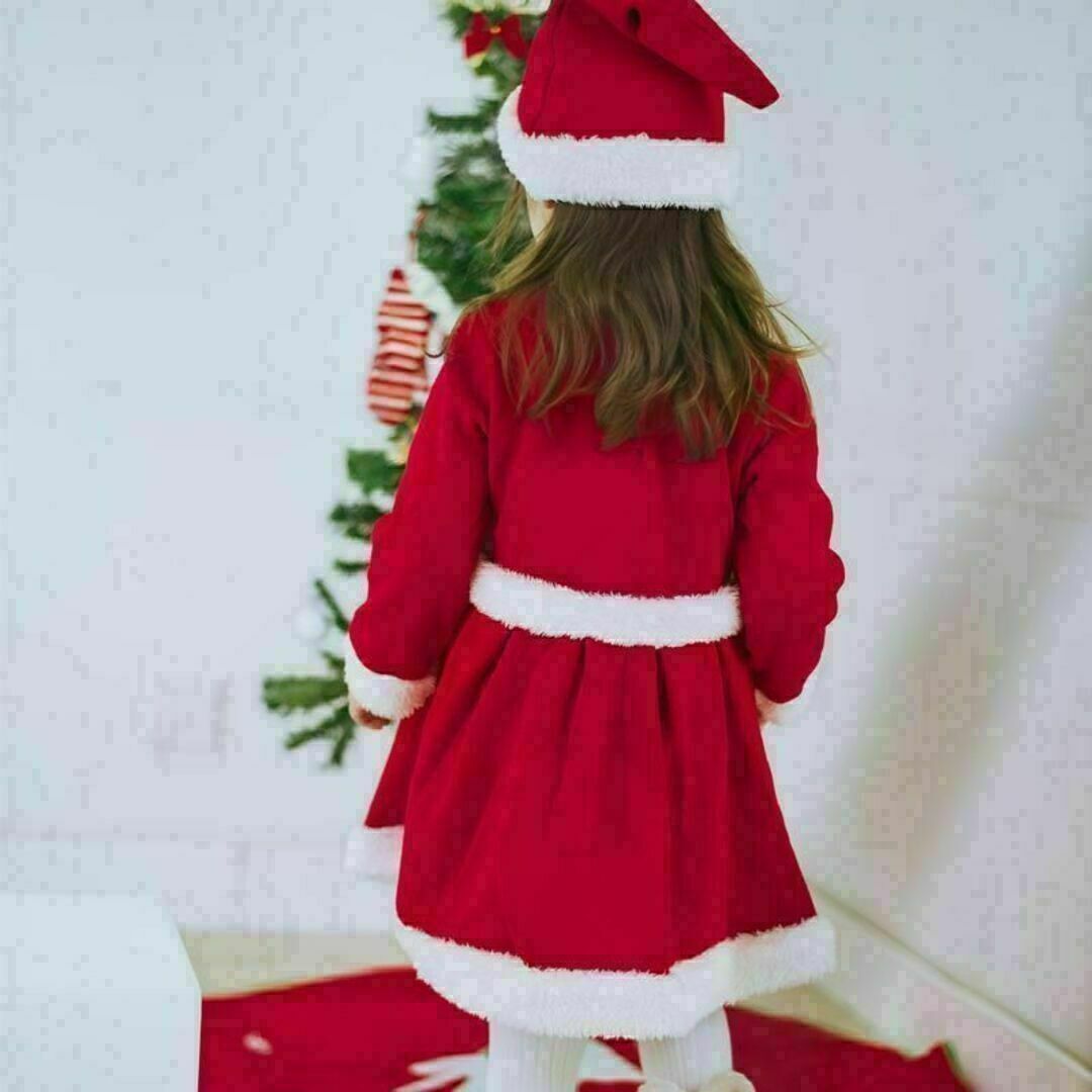 110cm可愛い♡カチューシャ付き３点セット 女の子クリスマス衣装 あったかい キッズ/ベビー/マタニティのキッズ服女の子用(90cm~)(ワンピース)の商品写真
