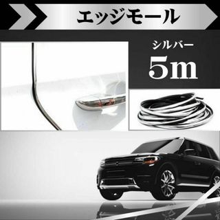 車 ドア エッジモール 銀 5m カーボン キズ防止 ドレスアップ シルバー(車外アクセサリ)