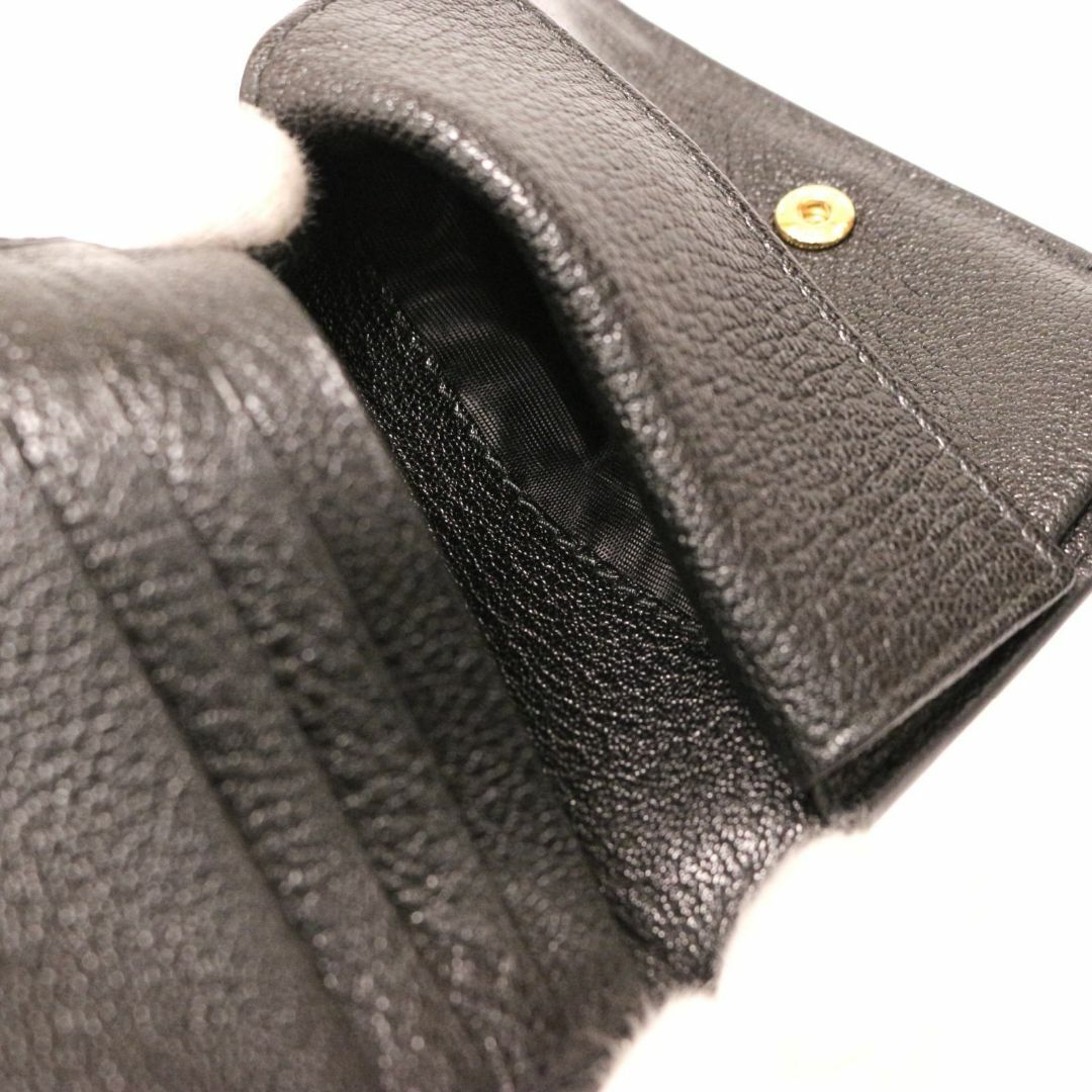 miumiu(ミュウミュウ)のミュウ ミュウ ビジュー 折り財布 ウォレット クリスタル レザー ブラック レディースのファッション小物(財布)の商品写真