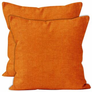 【色: オレンジ】Encasa Homesシェニール装飾枕カバー2個セット-オレ(クッション)