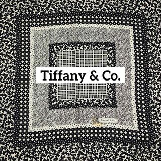★Tiffany&Co.★ スカーフ 大判 チェック Tロゴ シルク ブラック