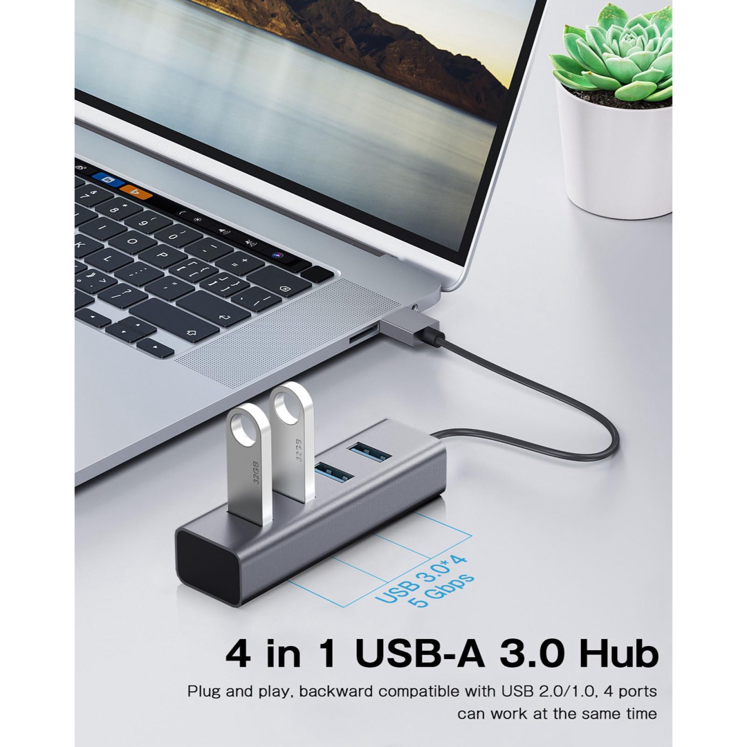 usbハブ 3.0 usbポート 4ポートハブ usb hub 高速転送 スマホ/家電/カメラのオーディオ機器(その他)の商品写真