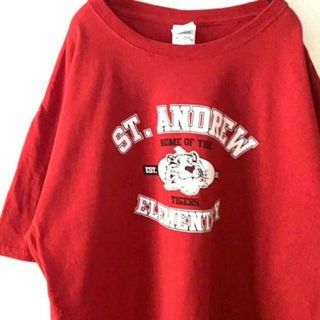 ジャージーズ(JERZEES)のST.ANDREW ELEMENTARY Tシャツ L レッド 赤 古着(Tシャツ/カットソー(半袖/袖なし))