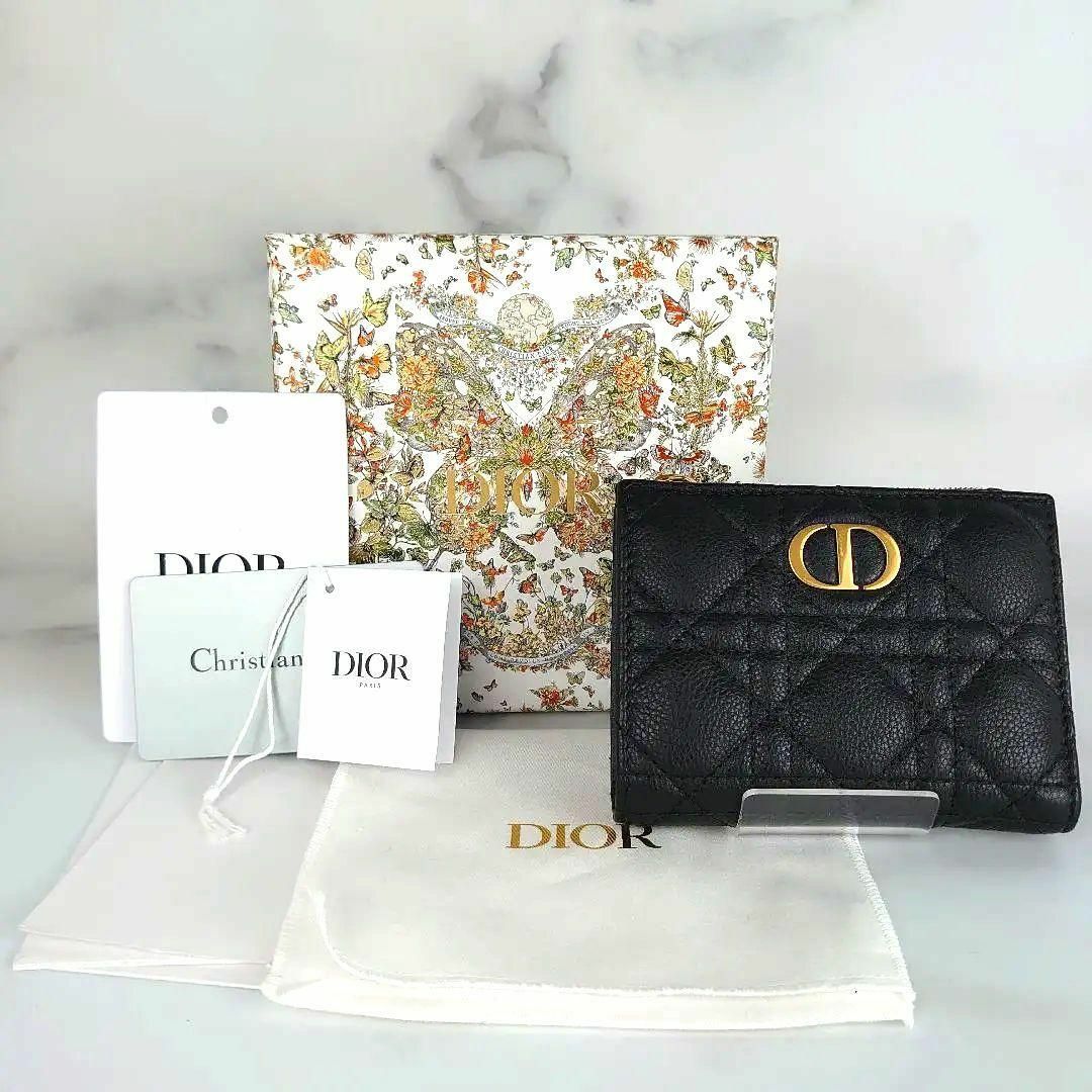 Christian Dior(クリスチャンディオール)の未使用品 クリスチャンディオール カロ ダリアウォレット 二つ折り財布 黒 レディースのファッション小物(財布)の商品写真