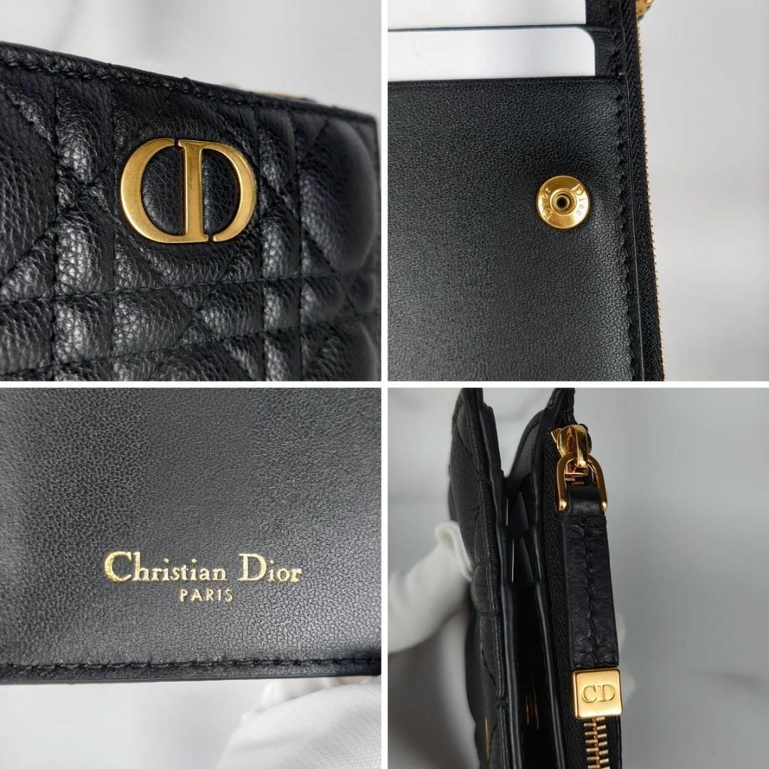 Christian Dior(クリスチャンディオール)の未使用品 クリスチャンディオール カロ ダリアウォレット 二つ折り財布 黒 レディースのファッション小物(財布)の商品写真