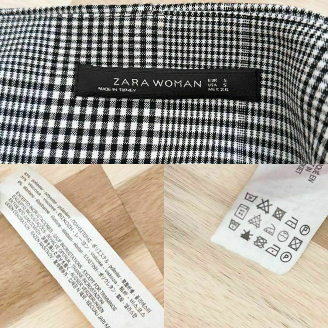 ZARA(ザラ)の【ザラ】ZARA WOMAN レース花柄チェック柄 刺繍ワンピース Sグレー×黒 レディースのワンピース(ひざ丈ワンピース)の商品写真