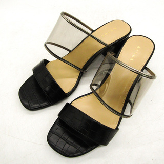 ランダ サンダル ミュール チャンキーヒール 靴 黒 レディース Mサイズ ブラック RANDA(サンダル)