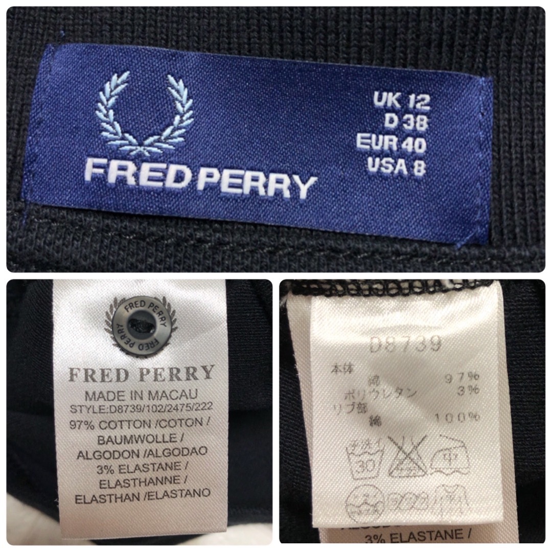 FRED PERRY(フレッドペリー)のFREDPERRYフレッドペリーの半袖ポロワンピース黒ブラック レディースのワンピース(ひざ丈ワンピース)の商品写真