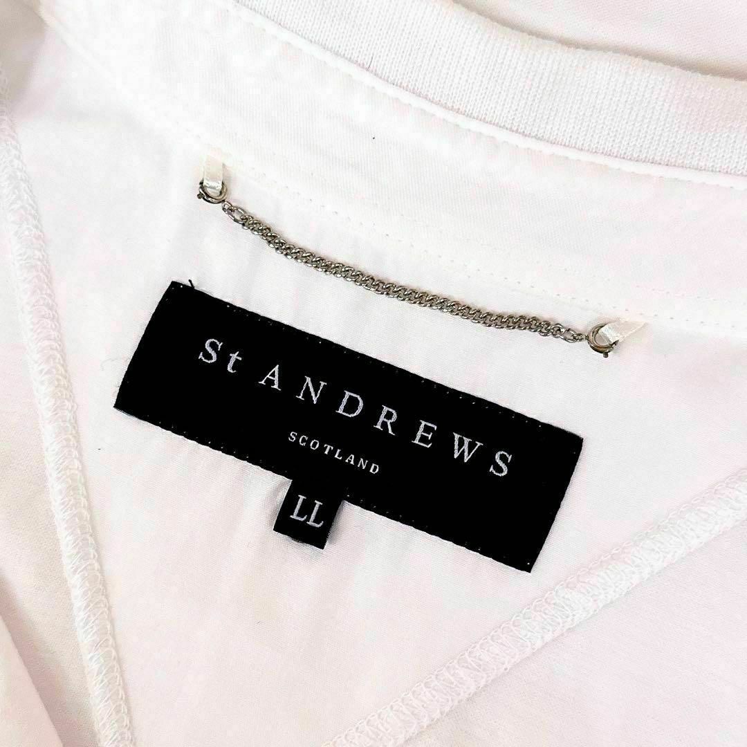 St.Andrews(セントアンドリュース)の【セントアンドリュース】St ANDREWS ゴルフ ポロシャツ LL 白×黒 スポーツ/アウトドアのゴルフ(ウエア)の商品写真