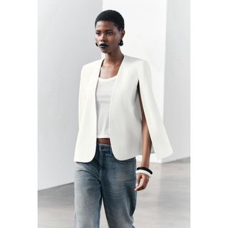 ザラ(ZARA)の新品未使用タグ付きZARA ケープジャケットXS(ノーカラージャケット)