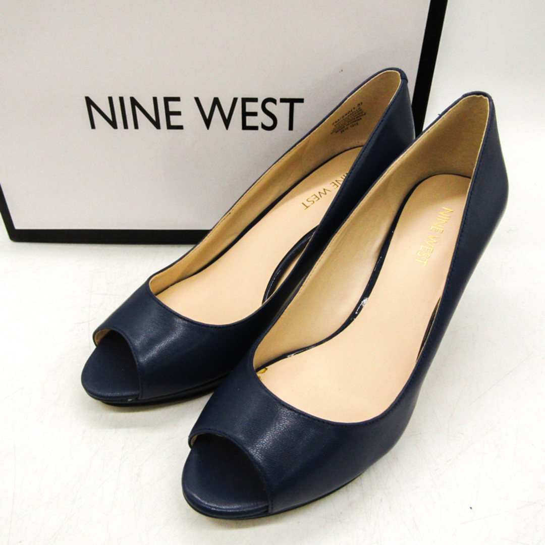 NINE WEST(ナインウエスト)のナインウエスト パンプス オープントゥ ハイヒール 本革 レザー ブランド シューズ 靴 レディース 24サイズ ブルー NINE WEST レディースの靴/シューズ(ハイヒール/パンプス)の商品写真
