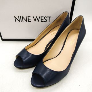 NINE WEST - ナインウエスト パンプス オープントゥ ハイヒール 本革 レザー ブランド シューズ 靴 レディース 24サイズ ブルー NINE WEST