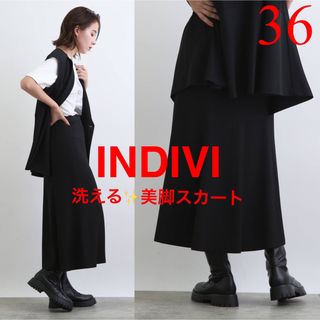 INDIVI - 極美品！インディヴィ　INDIVI 洗える　通年　ロングスカート　黒　36 S