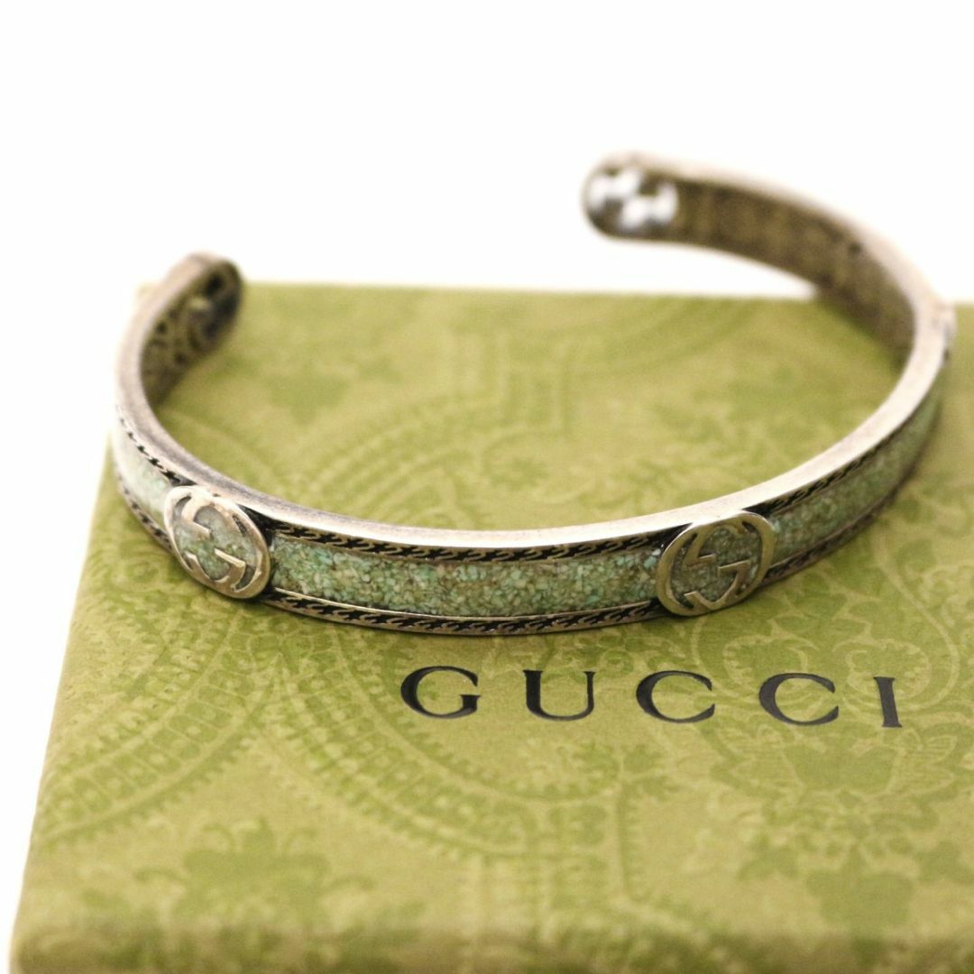 Gucci(グッチ)のグッチ バングル ブレスレット ペイズリー エスニック 銀 シルバー ターコイズ レディースのアクセサリー(ブレスレット/バングル)の商品写真