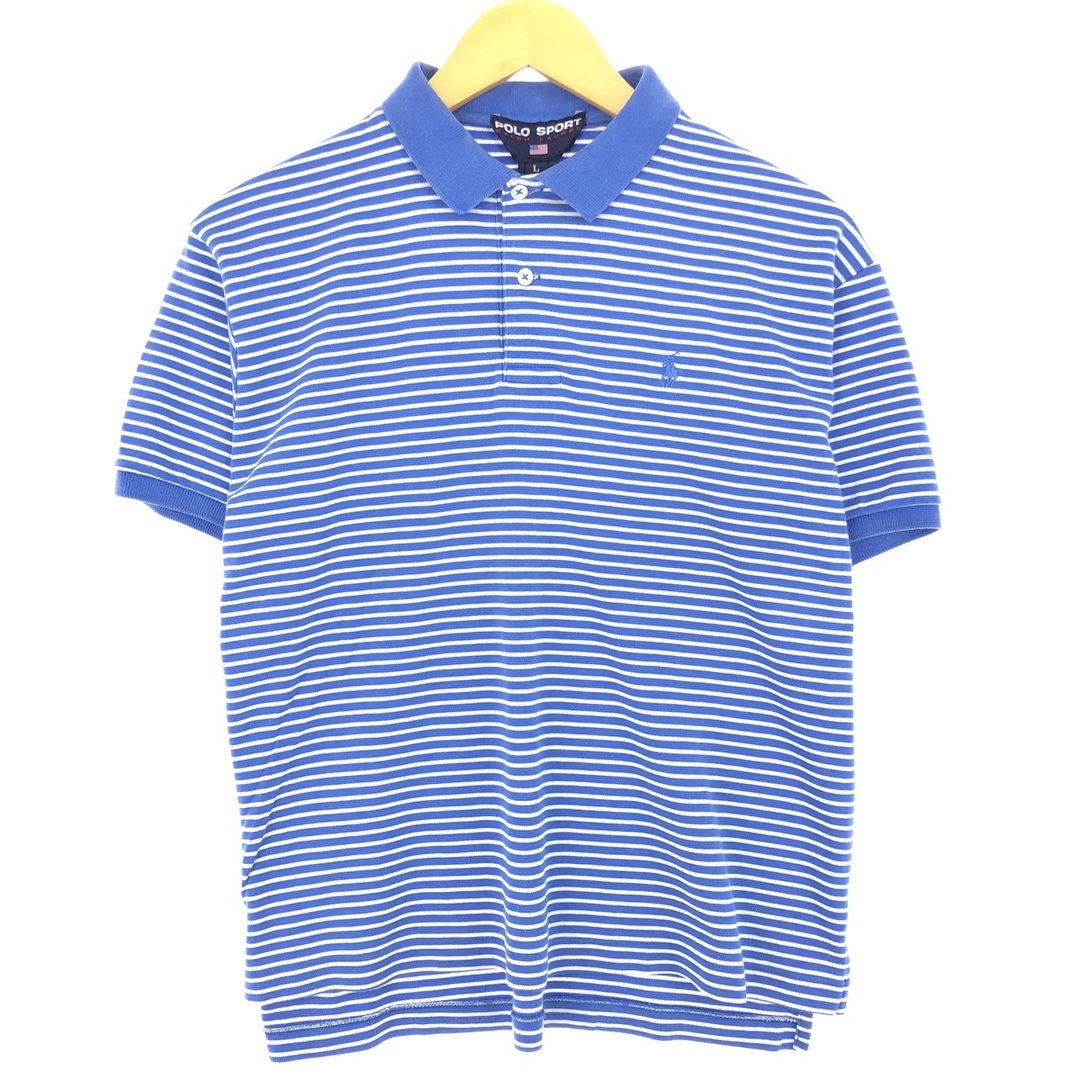 Ralph Lauren(ラルフローレン)の古着 ラルフローレン Ralph Lauren POLO SPORT ポロスポーツ 半袖 ボーダー ポロシャツ メンズL /eaa447750 メンズのトップス(ポロシャツ)の商品写真