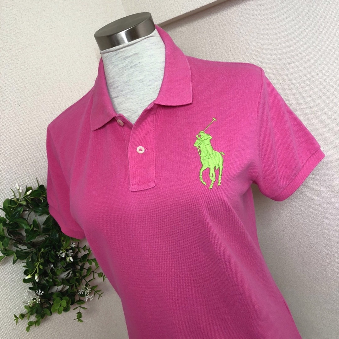 POLO RALPH LAUREN(ポロラルフローレン)のポロラルフローレンのスキニーポロシャツビッグポニーピンクL レディースのトップス(ポロシャツ)の商品写真