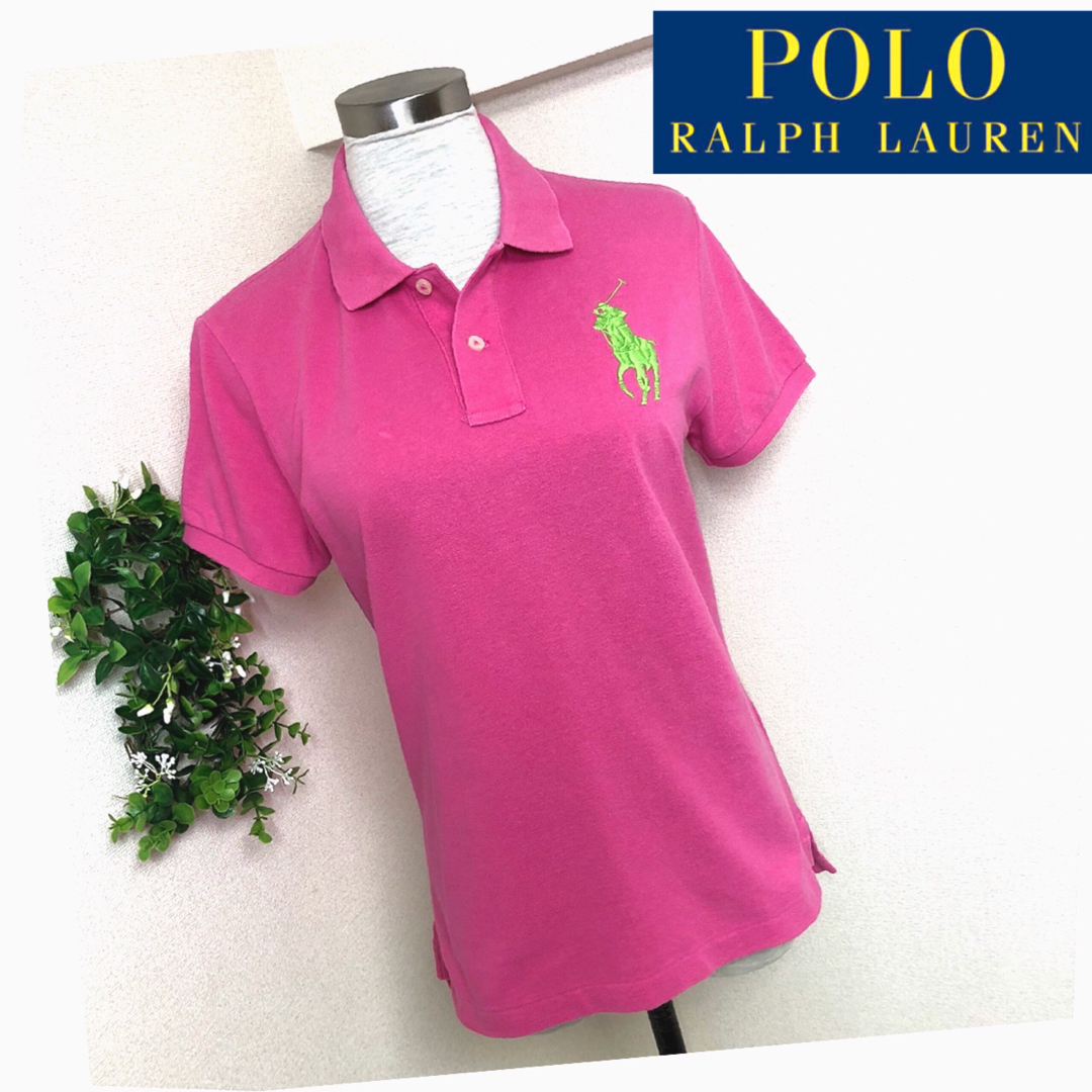 POLO RALPH LAUREN(ポロラルフローレン)のポロラルフローレンのスキニーポロシャツビッグポニーピンクL レディースのトップス(ポロシャツ)の商品写真