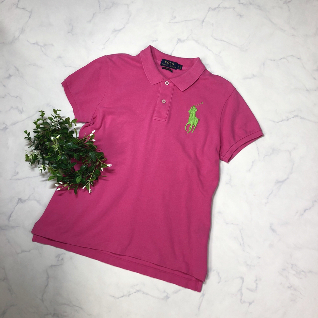 POLO RALPH LAUREN(ポロラルフローレン)のポロラルフローレンのスキニーポロシャツビッグポニーピンクL レディースのトップス(ポロシャツ)の商品写真