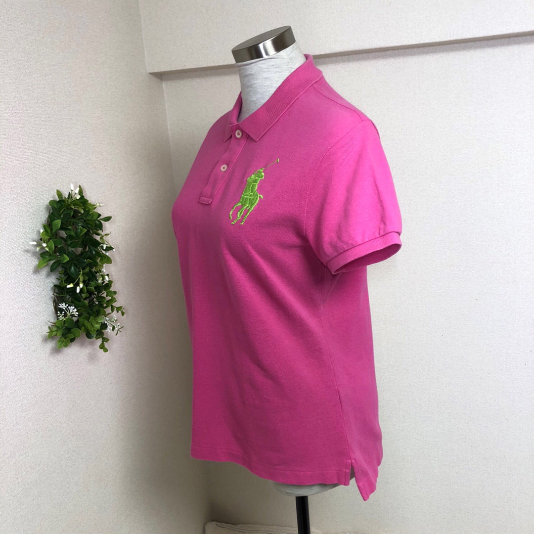 POLO RALPH LAUREN(ポロラルフローレン)のポロラルフローレンのスキニーポロシャツビッグポニーピンクL レディースのトップス(ポロシャツ)の商品写真