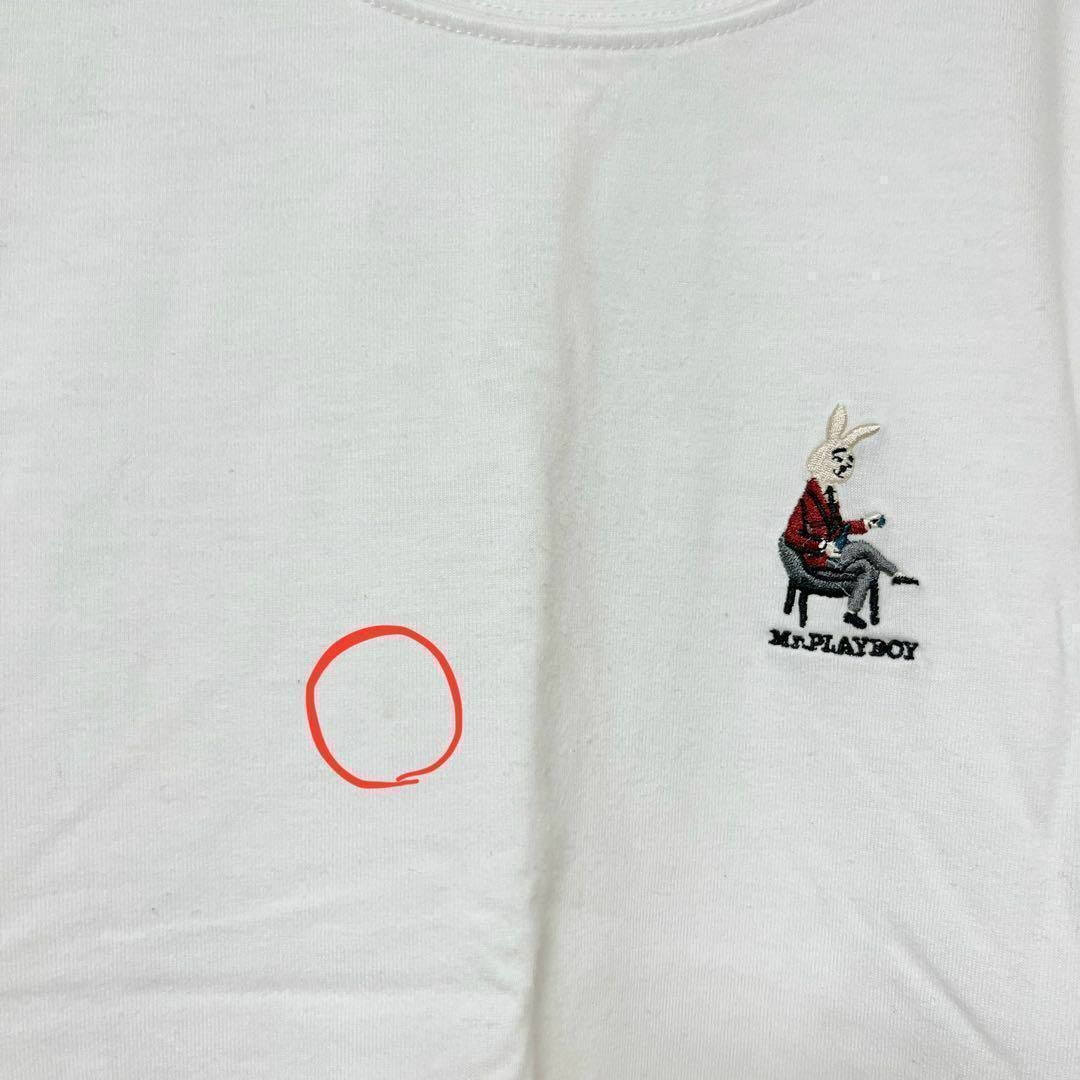 PLAYBOY(プレイボーイ)のPLAYBOY　プレイボーイ　半袖白ロゴTシャツ　半袖　白Tシャツ　ロゴTシャツ レディースのトップス(Tシャツ(半袖/袖なし))の商品写真
