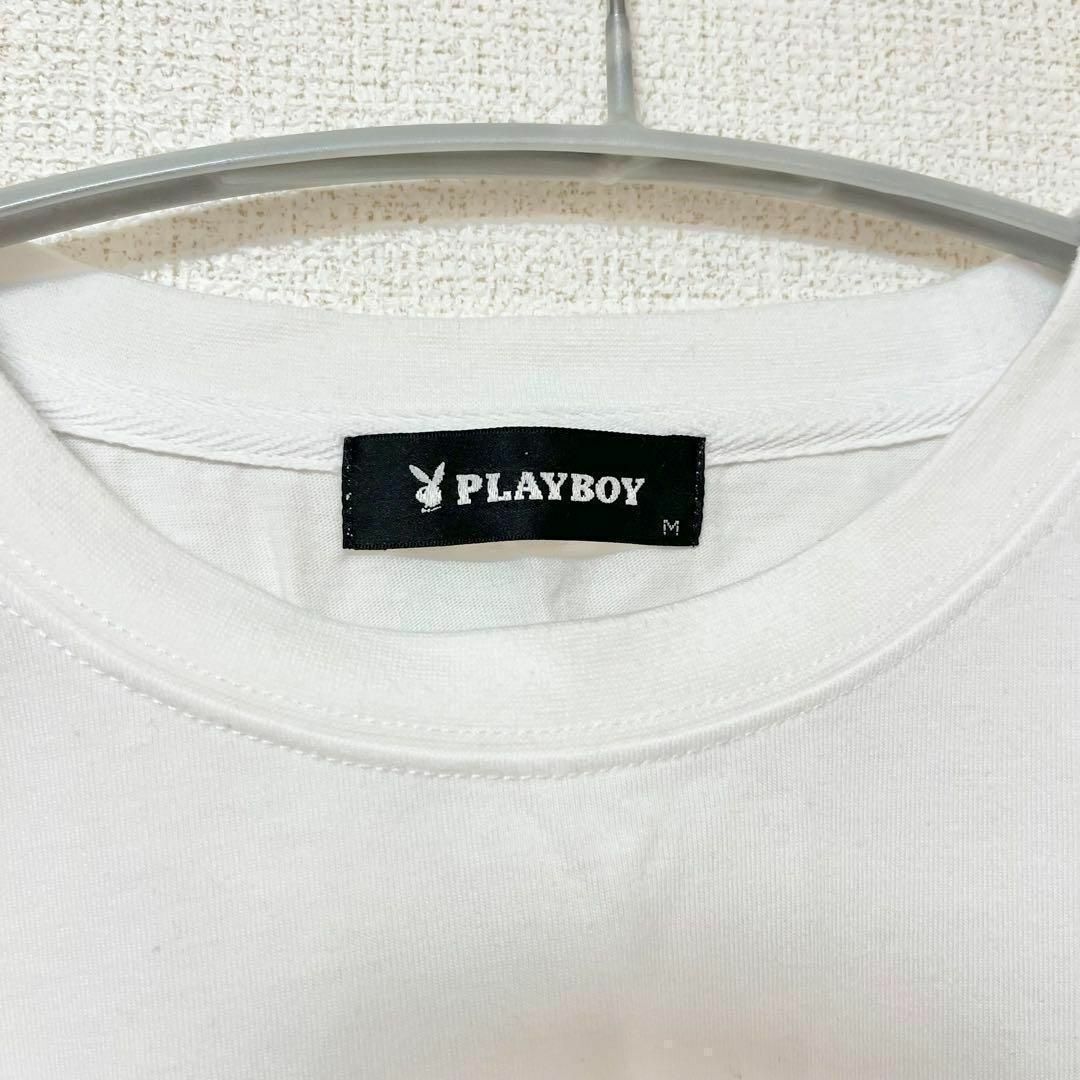 PLAYBOY(プレイボーイ)のPLAYBOY　プレイボーイ　半袖白ロゴTシャツ　半袖　白Tシャツ　ロゴTシャツ レディースのトップス(Tシャツ(半袖/袖なし))の商品写真